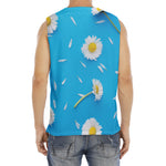 White Daisy Flower Print Men's Fitness Tank Top