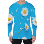 White Daisy Flower Print Men's Long Sleeve T-Shirt