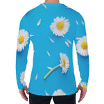 White Daisy Flower Print Men's Long Sleeve T-Shirt
