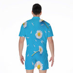 White Daisy Flower Print Men's Rompers