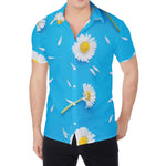 White Daisy Flower Print Men's Shirt