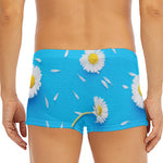 White Daisy Flower Print Men's Short Boxer Briefs
