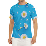 White Daisy Flower Print Men's Short Sleeve Rash Guard