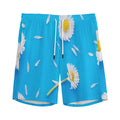 White Daisy Flower Print Men's Athletic Shorts