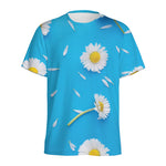 White Daisy Flower Print Men's Sports T-Shirt