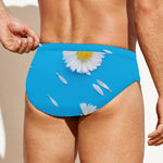 White Daisy Flower Print Men's Swim Briefs