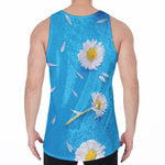 White Daisy Flower Print Men's Velvet Tank Top