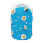 White Daisy Flower Print Mesh Laundry Hamper