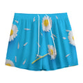 White Daisy Flower Print Mesh Shorts