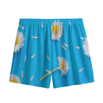 White Daisy Flower Print Mesh Shorts