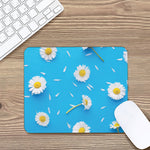 White Daisy Flower Print Mouse Pad
