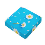 White Daisy Flower Print Outdoor Seat Cushion Cover