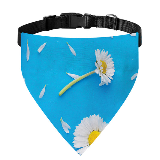 White Daisy Flower Print Over The Collar Dog Bandana