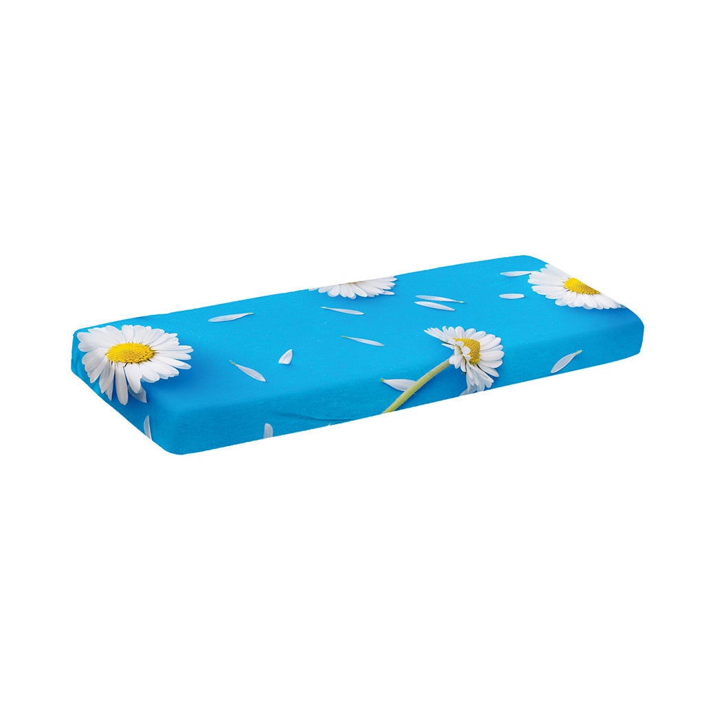 White Daisy Flower Print Piano Keyboard Cover