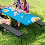 White Daisy Flower Print Picnic Table Cover