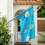 White Daisy Flower Print Polyester Flag