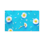 White Daisy Flower Print Polyester Flag