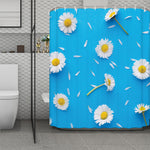 White Daisy Flower Print Polyester Shower Curtain