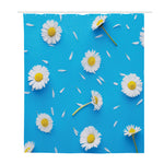 White Daisy Flower Print Polyester Shower Curtain