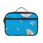White Daisy Flower Print Portable Lunch Bag