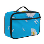 White Daisy Flower Print Portable Lunch Bag