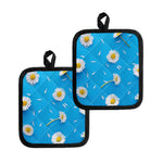 White Daisy Flower Print Pot Holders