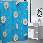 White Daisy Flower Print Premium Shower Curtain