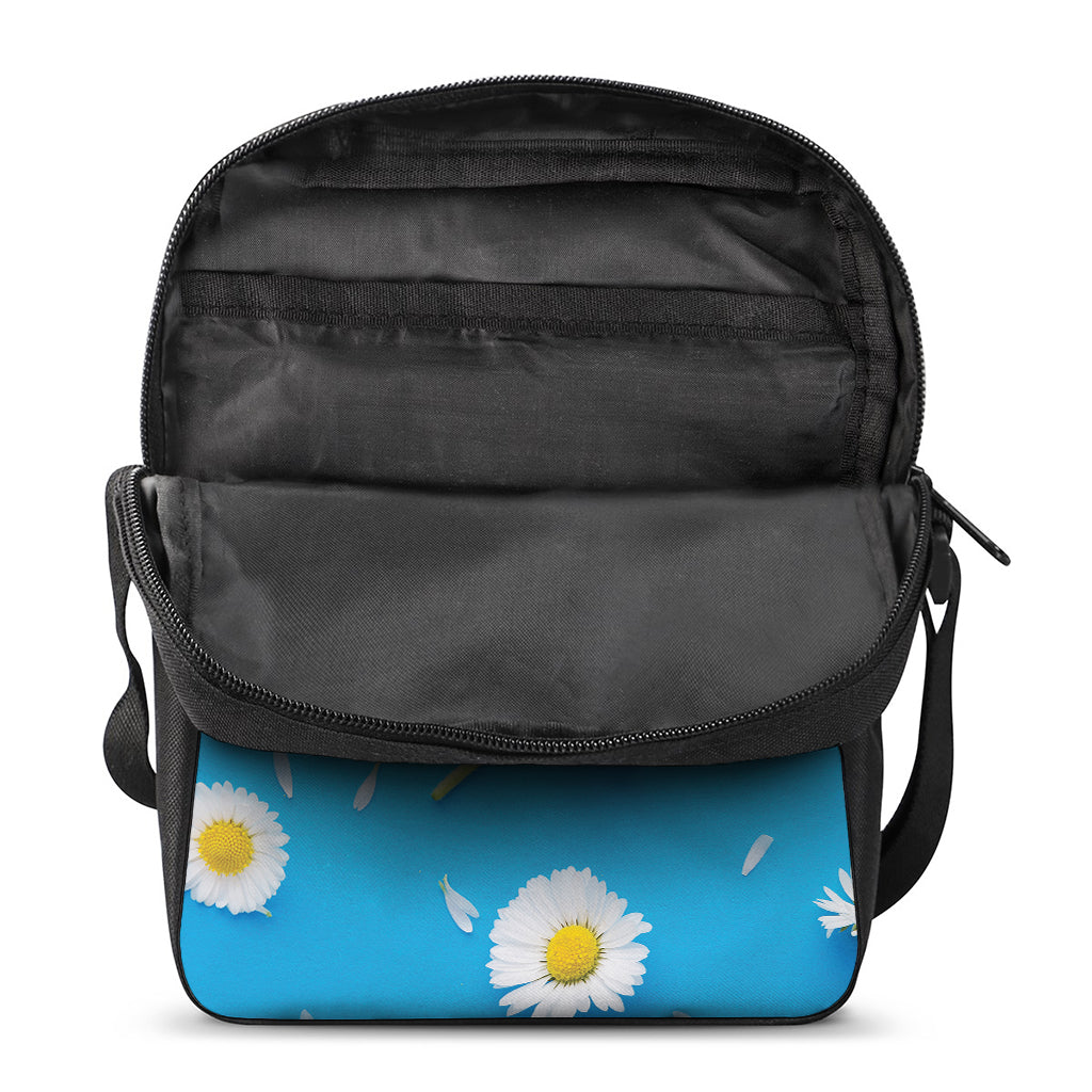 White Daisy Flower Print Rectangular Crossbody Bag