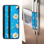 White Daisy Flower Print Refrigerator Handle Covers