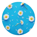 White Daisy Flower Print Round Blanket