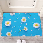 White Daisy Flower Print Rubber Doormat
