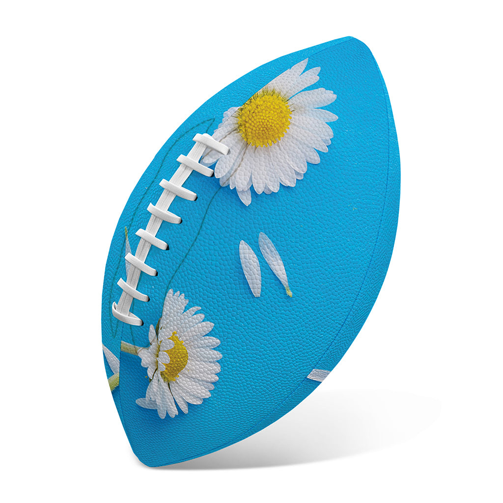 White Daisy Flower Print Rugby Ball