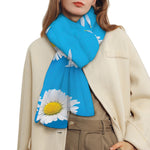 White Daisy Flower Print Scarf