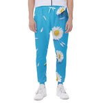 White Daisy Flower Print Scuba Joggers