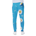 White Daisy Flower Print Scuba Joggers