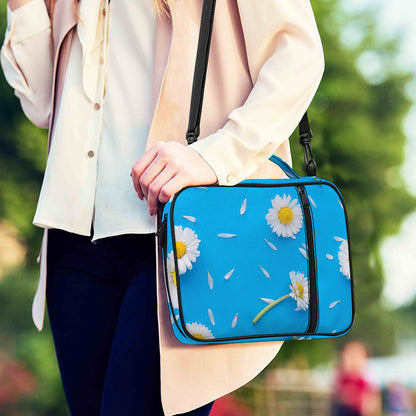 White Daisy Flower Print Shoulder Strap Bible Bag