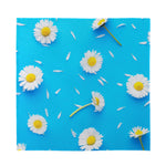 White Daisy Flower Print Silk Bandana