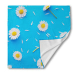White Daisy Flower Print Silk Bandana