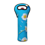 White Daisy Flower Print Single Neoprene Wine Tote