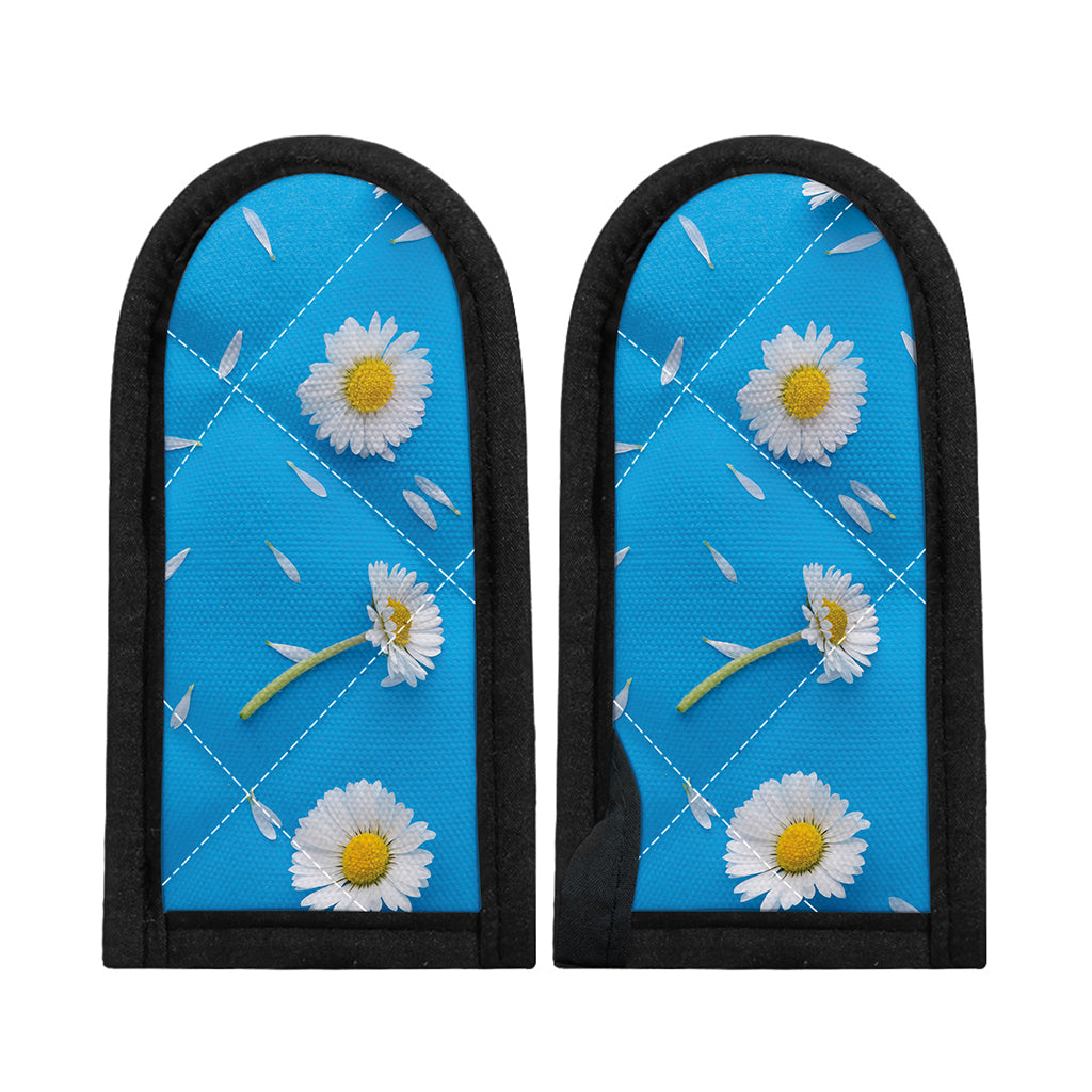 White Daisy Flower Print Skillet Handle Cover
