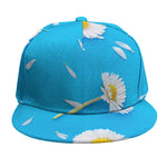 White Daisy Flower Print Snapback Cap