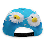 White Daisy Flower Print Snapback Cap