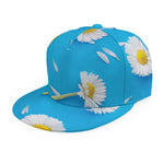 White Daisy Flower Print Snapback Cap