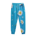 White Daisy Flower Print Sweatpants