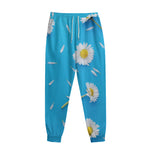 White Daisy Flower Print Sweatpants