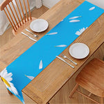 White Daisy Flower Print Table Runner