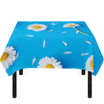 White Daisy Flower Print Tablecloth