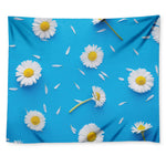 White Daisy Flower Print Tapestry