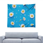White Daisy Flower Print Tapestry