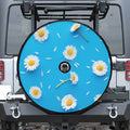 White Daisy Flower Print Tire Cover With Camera Hole